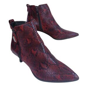 Stylish Red Snake Print Ankle Boots